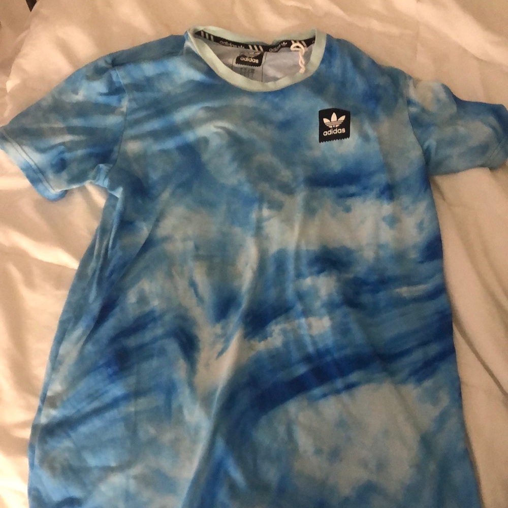 adidas blue tie die tee